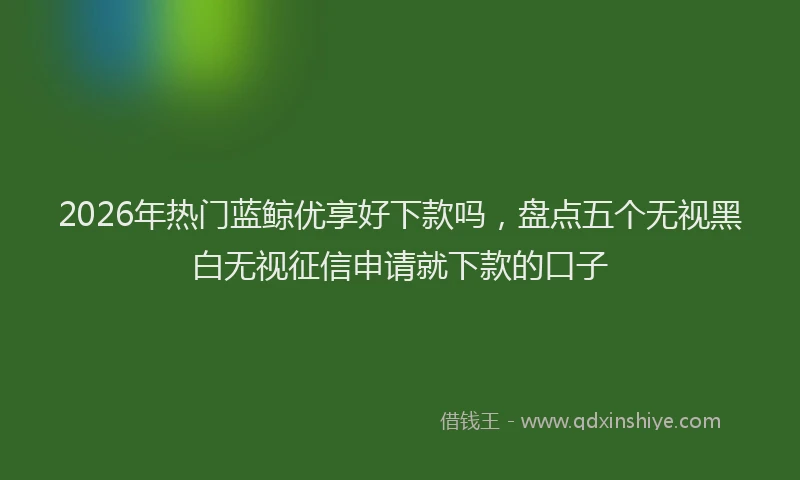 2026年热门蓝鲸优享好下款吗，盘点五个无视黑白无视征信申请就下款的口子
