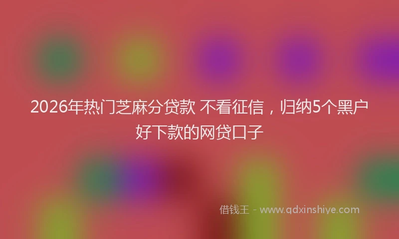 2026年热门芝麻分贷款 不看征信，归纳5个黑户好下款的网贷口子