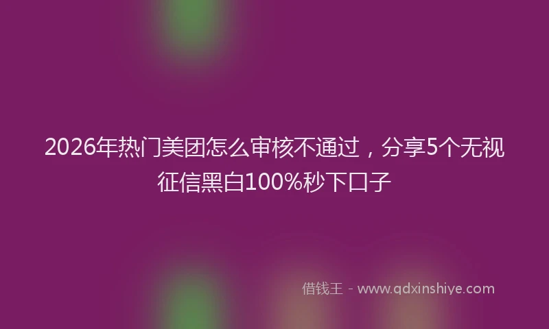 2026年热门美团怎么审核不通过，分享5个无视征信黑白100%秒下口子