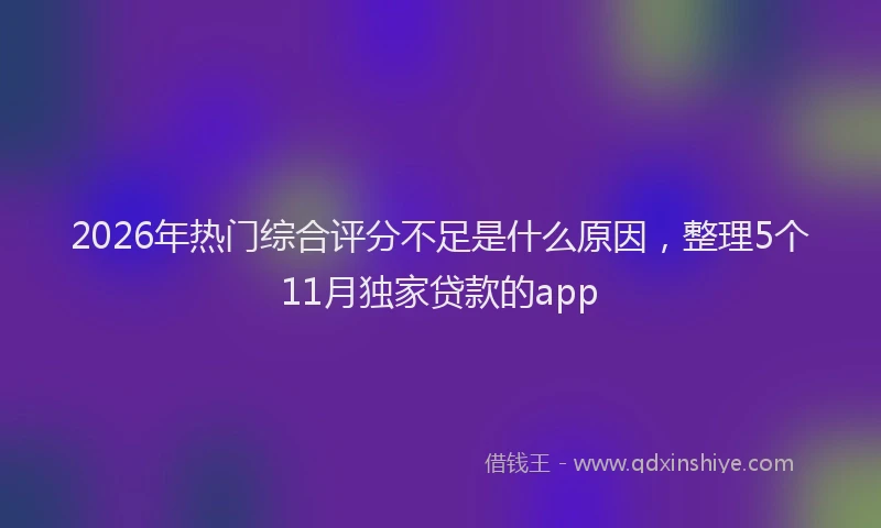 2026年热门综合评分不足是什么原因，整理5个11月独家贷款的app