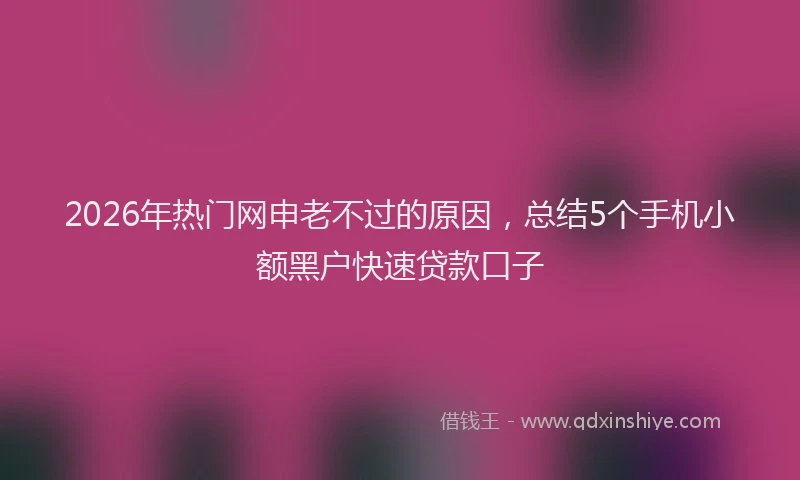 2026年热门网申老不过的原因，总结5个手机小额黑户快速贷款口子