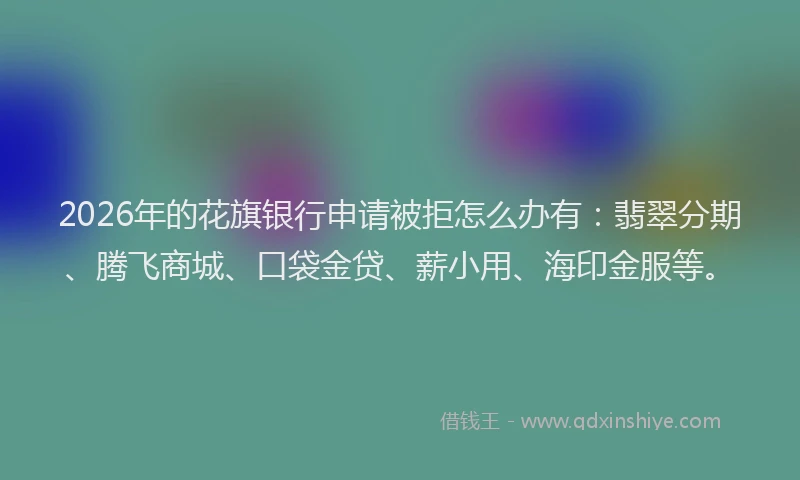 2026年的花旗银行申请被拒怎么办有:翡翠分期、腾飞商城、口袋金贷、薪小用、海印金服等。