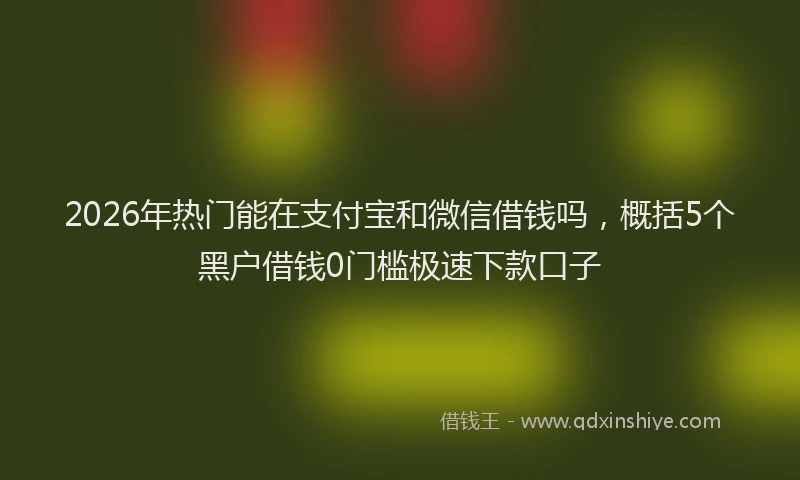 2026年热门能在支付宝和微信借钱吗，概括5个黑户借钱0门槛极速下款口子