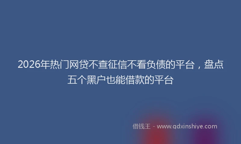 2026年热门网贷不查征信不看负债的平台，盘点五个黑户也能借款的平台