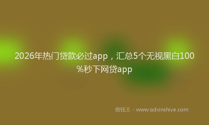 2026年热门贷款必过app，汇总5个无视黑白100%秒下网贷app