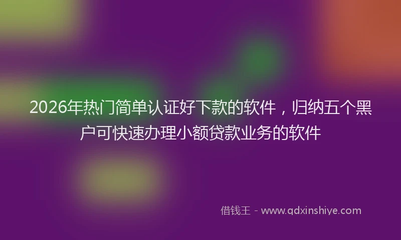 2026年热门简单认证好下款的软件，归纳五个黑户可快速办理小额贷款业务的软件