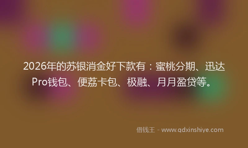 2026年的苏银消金好下款有：蜜桃分期、迅达Pro钱包、便荔卡包、极融、月月盈贷等。