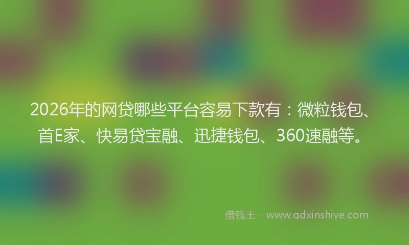 2026年的网贷哪些平台容易下款有：微粒钱包、首E家、快易贷宝融、迅捷钱包、360速融等。