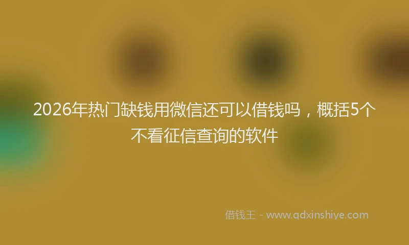 2026年热门缺钱用微信还可以借钱吗,概括5个不看征信查询的软件