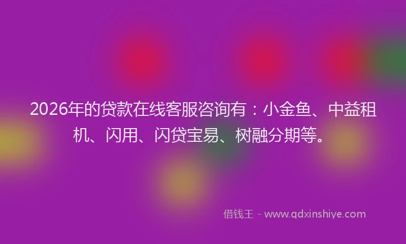 2026年的贷款在线客服咨询有：小金鱼、中益租机、闪用、闪贷宝易、树融分期等。