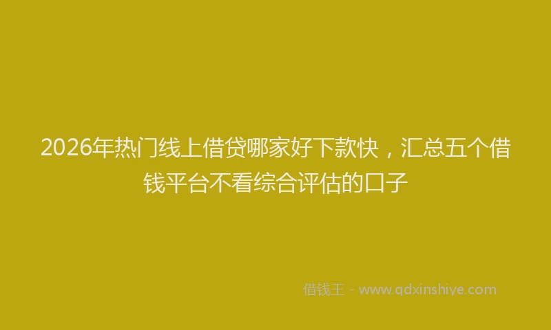 2026年热门线上借贷哪家好下款快，汇总五个借钱平台不看综合评估的口子