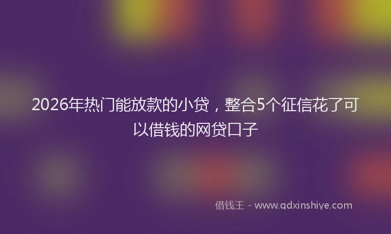 2026年热门能放款的小贷，整合5个征信花了可以借钱的网贷口子