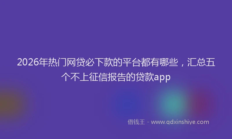 2026年热门网贷必下款的平台都有哪些，汇总五个不上征信报告的贷款app