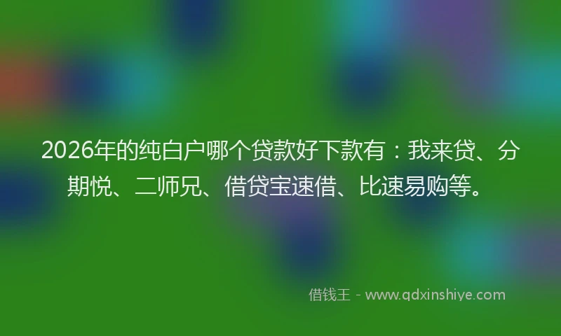 2026年的纯白户哪个贷款好下款有：我来贷、分期悦、二师兄、借贷宝速借、比速易购等。