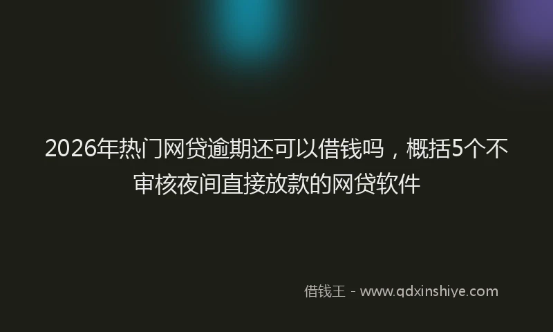 2026年热门网贷逾期还可以借钱吗,概括5个不审核夜间直接放款的网贷软件