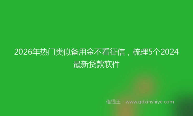 2026年热门类似备用金不看征信，梳理5个2024最新贷款软件