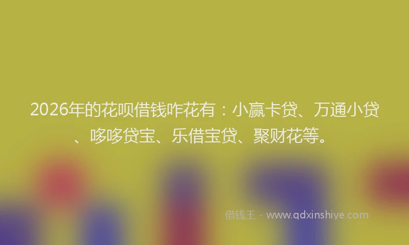 2026年的花呗借钱咋花有：小赢卡贷、万通小贷、哆哆贷宝、乐借宝贷、聚财花等。
