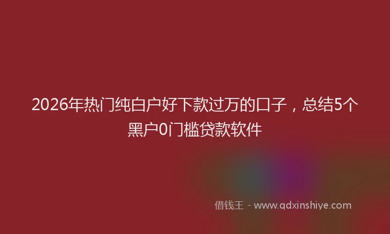 2026年热门纯白户好下款过万的口子，总结5个黑户0门槛贷款软件