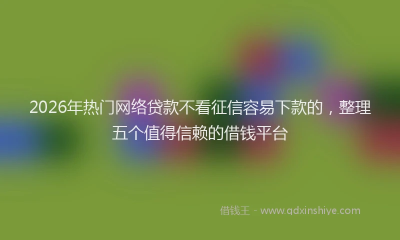 2026年热门网络贷款不看征信容易下款的，整理五个值得信赖的借钱平台