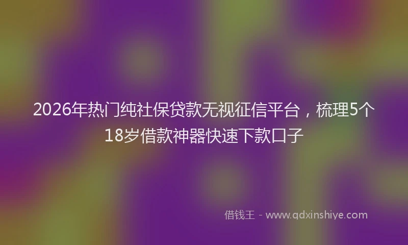 2026年热门纯社保贷款无视征信平台，梳理5个18岁借款神器快速下款口子