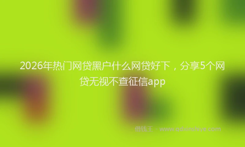 2026年热门网贷黑户什么网贷好下，分享5个网贷无视不查征信app