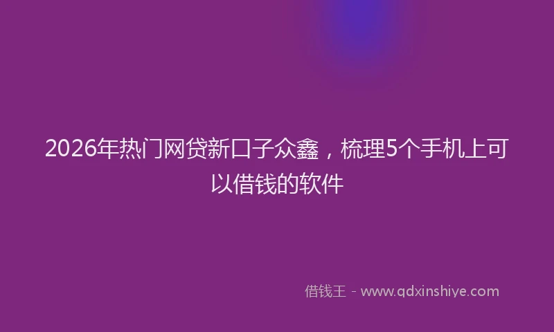 2026年热门网贷新口子众鑫，梳理5个手机上可以借钱的软件