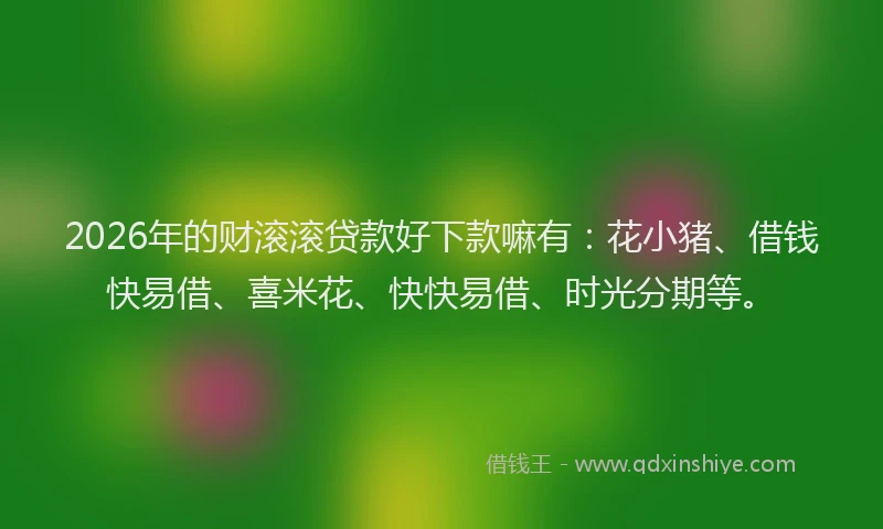 2026年的财滚滚贷款好下款嘛有：花小猪、借钱快易借、喜米花、快快易借、时光分期等。