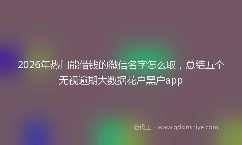 2026年热门能借钱的微信名字怎么取，总结五个无视逾期大数据花户黑户app