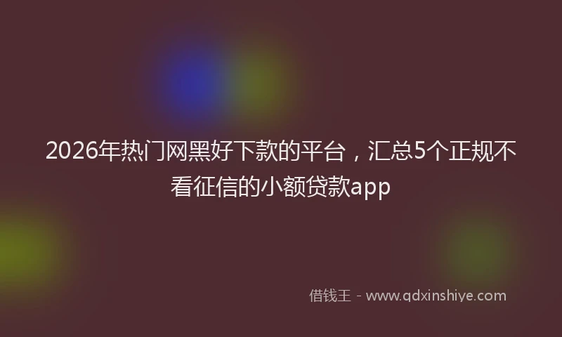 2026年热门网黑好下款的平台，汇总5个正规不看征信的小额贷款app