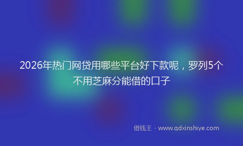 2026年热门网贷用哪些平台好下款呢，罗列5个不用芝麻分能借的口子