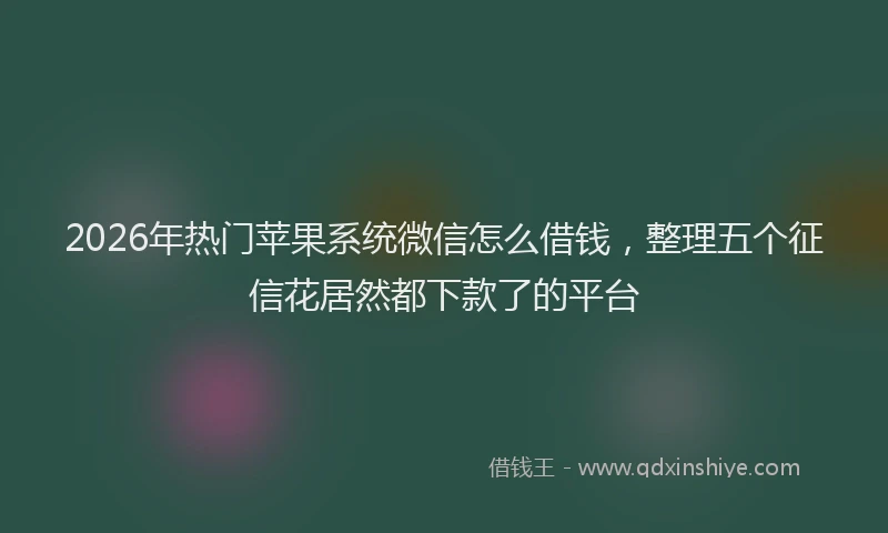 2026年热门苹果系统微信怎么借钱,整理五个征信花居然都下款了的平台