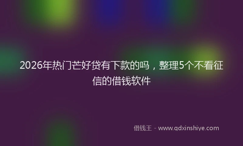2026年热门芒好贷有下款的吗，整理5个不看征信的借钱软件