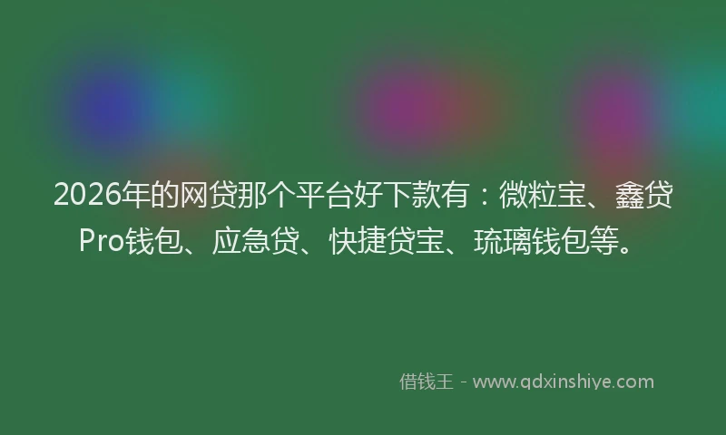 2026年的网贷那个平台好下款有：微粒宝、鑫贷Pro钱包、应急贷、快捷贷宝、琉璃钱包等。
