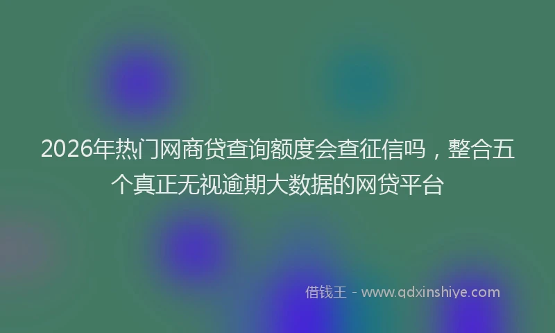 2026年热门网商贷查询额度会查征信吗，整合五个真正无视逾期大数据的网贷平台