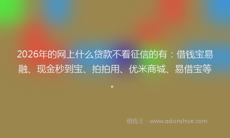 2026年的网上什么贷款不看征信的有：借钱宝易融、现金秒到宝、拍拍用、优米商城、易借宝等。