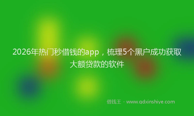 2026年热门秒借钱的app，梳理5个黑户成功获取大额贷款的软件