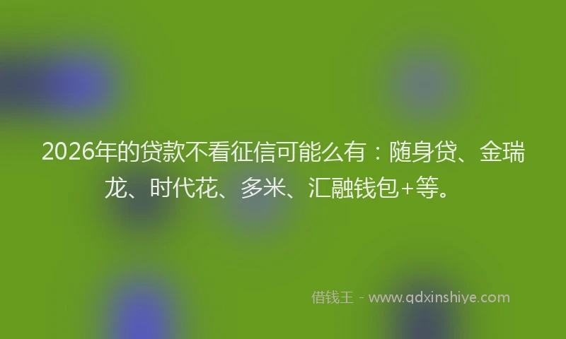 2026年的贷款不看征信可能么有：随身贷、金瑞龙、时代花、多米、汇融钱包+等。