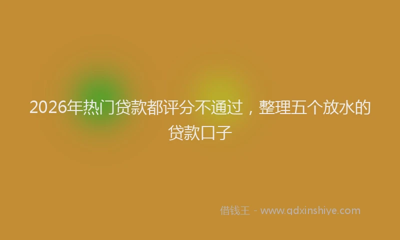 2026年热门贷款都评分不通过，整理五个放水的贷款口子