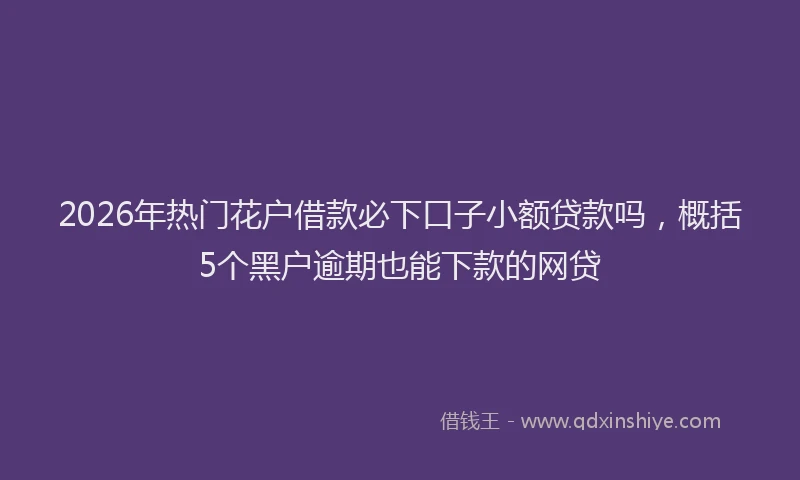 2026年热门花户借款必下口子小额贷款吗，概括5个黑户逾期也能下款的网贷