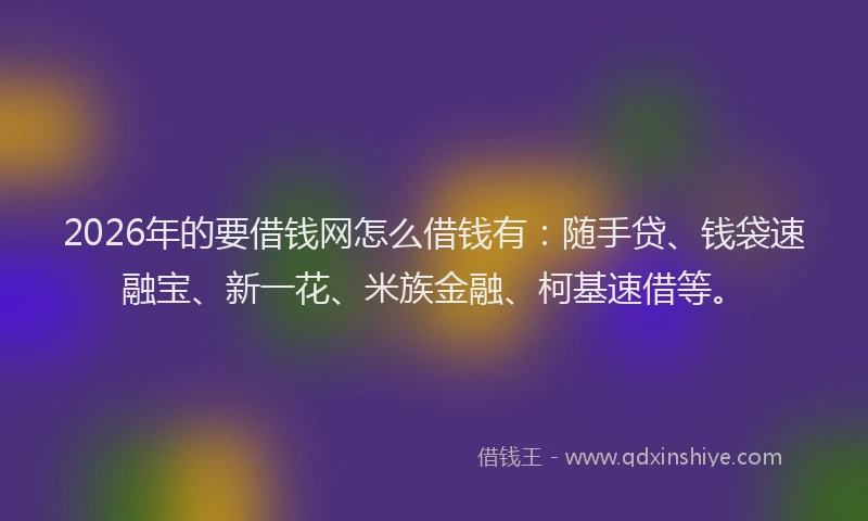 2026年的要借钱网怎么借钱有：随手贷、钱袋速融宝、新一花、米族金融、柯基速借等。