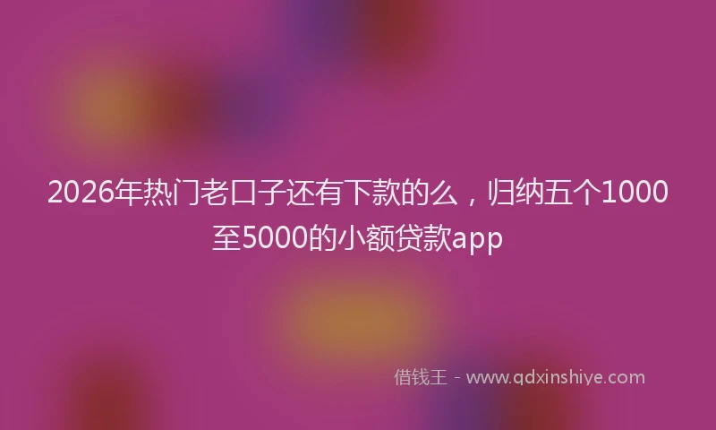 2026年热门老口子还有下款的么，归纳五个1000至5000的小额贷款app