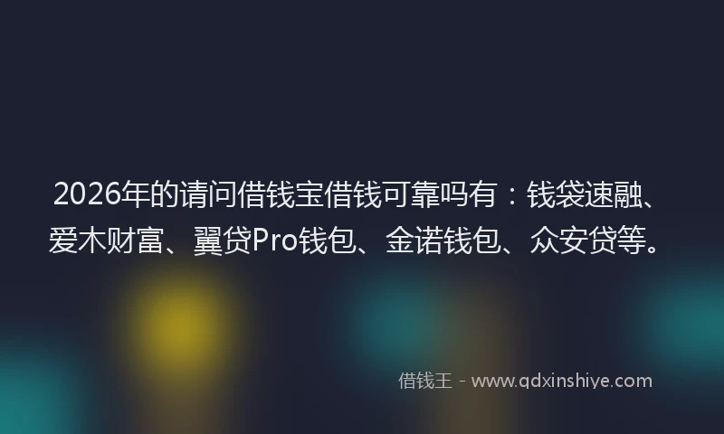 2026年的请问借钱宝借钱可靠吗有:钱袋速融、爱木财富、翼贷Pro钱包、金诺钱包、众安贷等。