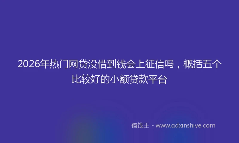 2026年热门网贷没借到钱会上征信吗，概括五个比较好的小额贷款平台