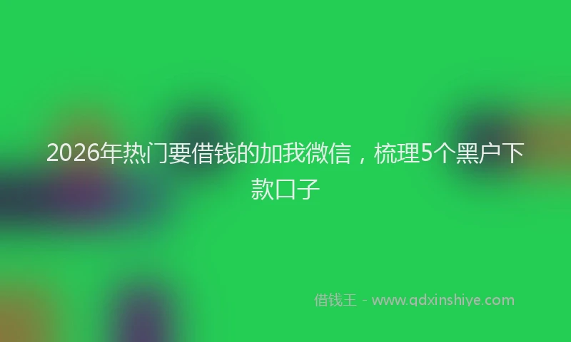 2026年热门要借钱的加我微信，梳理5个黑户下款口子