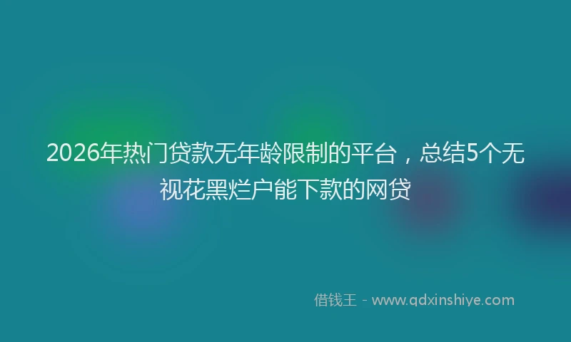 2026年热门贷款无年龄限制的平台，总结5个无视花黑烂户能下款的网贷