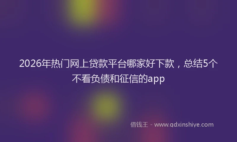 2026年热门网上贷款平台哪家好下款,总结5个不看负债和征信的app