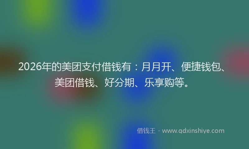 2026年的美团支付借钱有：月月开、便捷钱包、美团借钱、好分期、乐享购等。