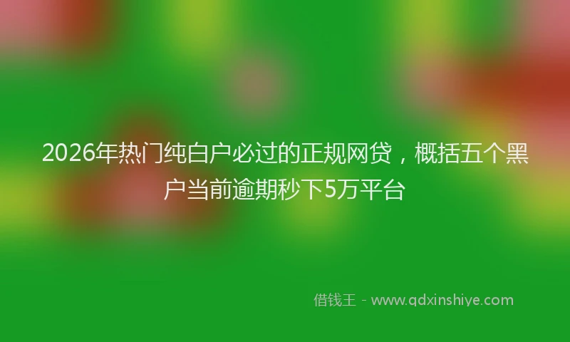 2026年热门纯白户必过的正规网贷，概括五个黑户当前逾期秒下5万平台