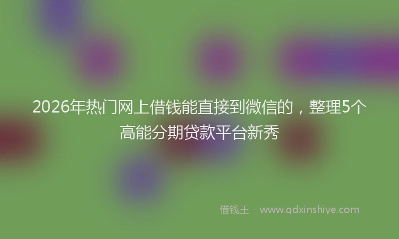 2026年热门网上借钱能直接到微信的，整理5个高能分期贷款平台新秀