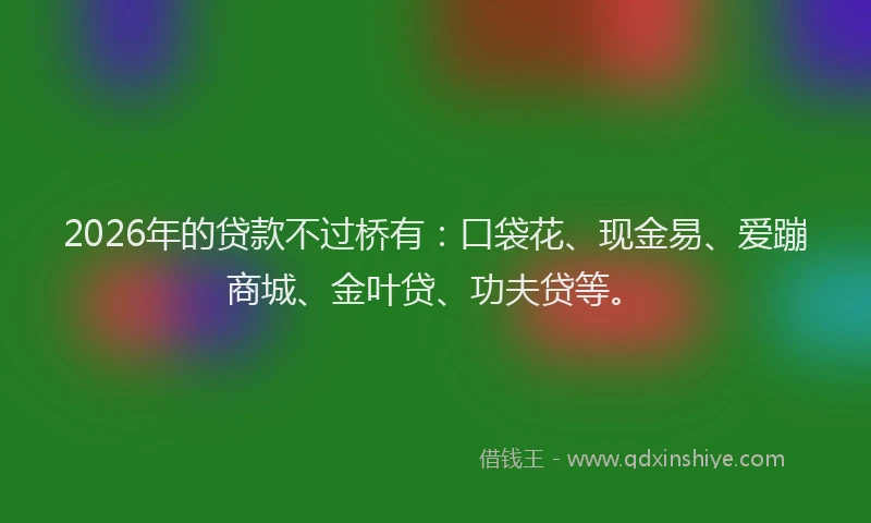 2026年的贷款不过桥有：口袋花、现金易、爱蹦商城、金叶贷、功夫贷等。